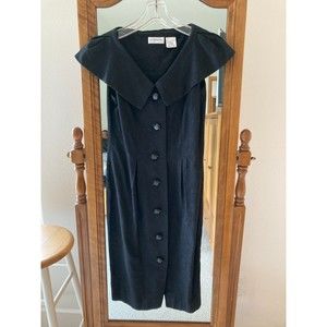 Liz Claiborne dress black button front size 6 vintage. Beautiful!!
